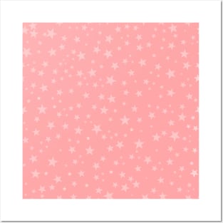 Pink and soft pink romantic stars vector pattern Posters and Art